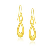 14k Yellow Gold Polished 1.39&quot; Length x 0.31&quot; Width Infinity Designed Earrings - £144.00 GBP