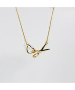 Scissor and Heart Charm Necklace Gold - $37.95