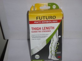 Futuro Thigh Length Anti-Embolism Closed Toe Stockings - Moderate -White - £11.03 GBP