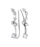 10k White Gold Womens Round Diamond Climber Fashion Earrings 5/8 Cttw - $1,096.24 CAD