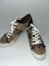 Coach Q1024 Folly Brown Khaki Sneaker Shoe Size 9 - $848.21 MXN
