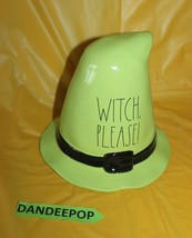 Rae Dunn Witch Please Ceramic Figural Hat Green Black Halloween Decoration  - £66.48 GBP