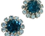 Vtg Multicolor Blue Purple Crystal Rhinestone Flower Clip Earrings Austr... - $78.49