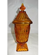 Indiana Glass Mount Vernon Amber Apothecary Pedestal Candy Dish 10&quot; Lidded - $35.00