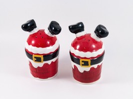 Christmas Salt &amp; Pepper Shakers Santa Upside Down In Chimney Humorous 4.... - £6.77 GBP