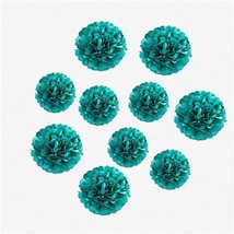 Teal Blooms - 10pcs Paper Pom Poms: Vibrant Tissue Paper Flowers for DIY... - $24.74