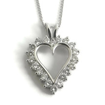 Authenticity Guarantee 
Diamond Open Heart Pendant Necklace 14K White Gold, 1... - £1,358.19 GBP