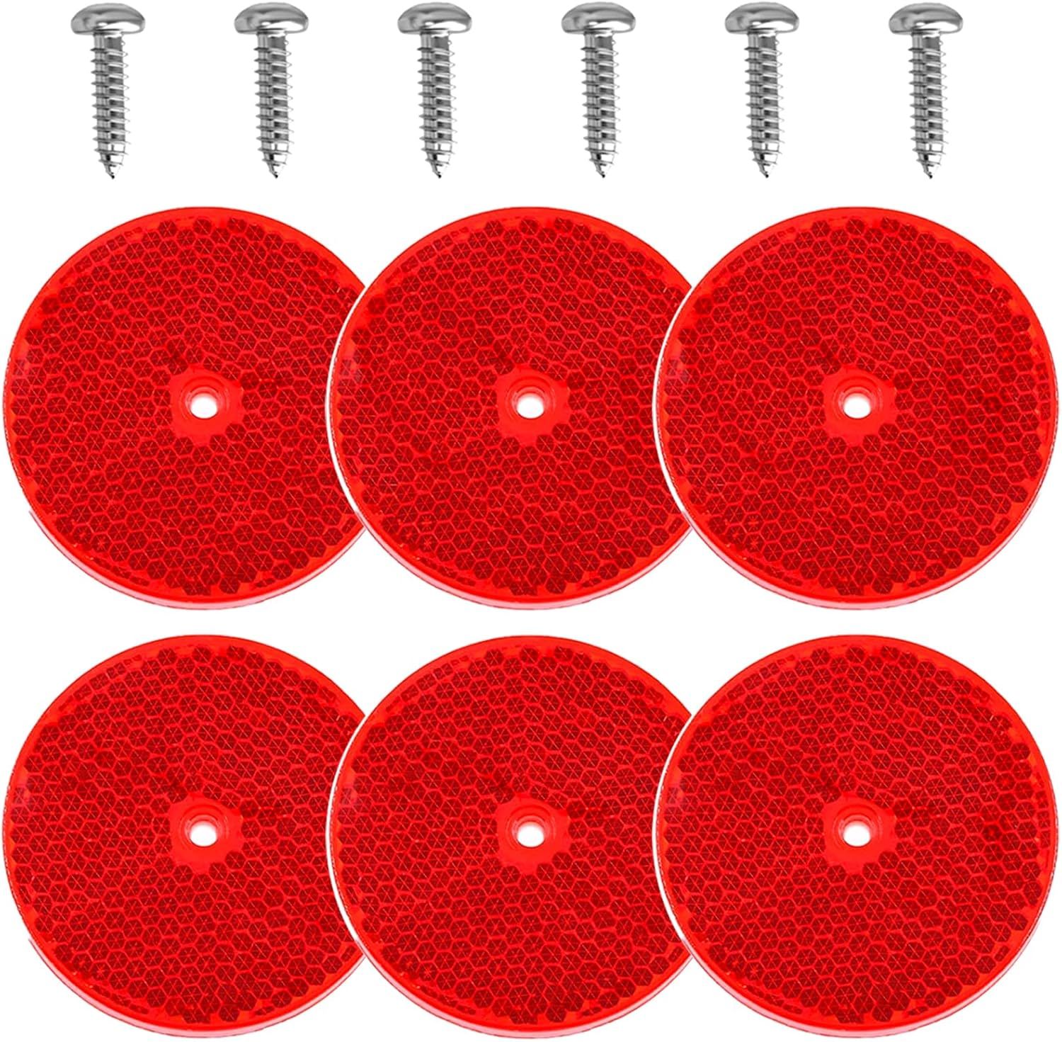 smseace 12pcs Safety Reflectors Red Round Reflectors 3inch with Stainles... - £18.20 GBP