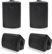 Herdio Outdoor Speakers Wired Waterproof, 4 Inches 2-Way 400W, 2Pairs, Black - £140.79 GBP