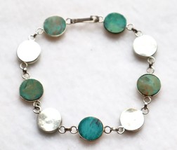 Vintage Artisan Sterling Turquoise Bracelet Reversible 925 Silver Southw... - $37.62
