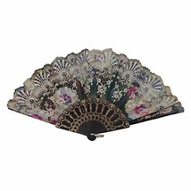 Blancho Foldable Raw Silk Printing Folding Fan 3812BLK-DAISY-SATIN-OLIVE... - £3.15 GBP