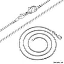 Italian 1mm Snake Chain Necklace 18, 20, 24 or 30 Inch Sterling Silver - £5.25 GBP+