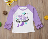 NEW Kindergarten Mermaid Girls Ruffle Sleeve Shirt Back to School 4T - $8.99
