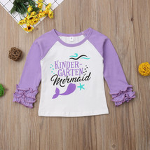 NEW Kindergarten Mermaid Girls Ruffle Sleeve Shirt Back to School 4T - £7.07 GBP