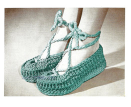 Vintage 1940s Wedgie Play Shoes for the Pin Up Girl - Crochet pattern (PDF 2614) - £2.99 GBP
