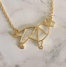 New Boutique Geometric Dog Necklace Pendant Chain Gold Tone Unique Western - £7.16 GBP