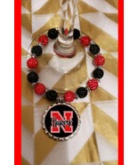 Nebraska Huskers  bracelet rhinestones pretty gift beaded stretch - $175.21 MXN