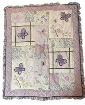 Cocalo Crib Quilt And Bed Skirt butterfly flower Luxury plush Sugar Plum - $29.99