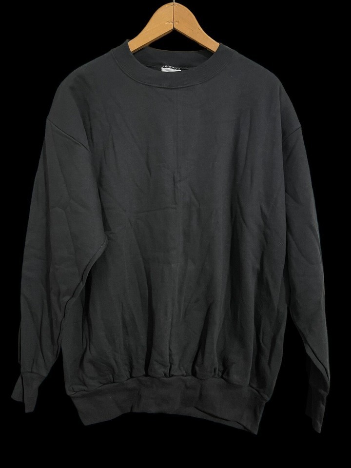 Vintage Durham Knitting Mills Crew Sweatshirt Blank Black USA Adult Large 1980s Item image 5