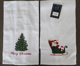 Two (2) C and F ~ Handcrafted ~ Holiday ~ 100% Cotton ~ 16 x 26 Kitchen ... - £17.72 GBP