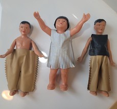 Native American Indian Male Figures Celluloid Dolls Vintage VTG Lot of 3 - £23.85 GBP