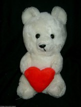 11&quot; VINTAGE 1991 ACE NOVELTY WHITE TEDDY BEAR RED HEART STUFFED ANIMAL P... - $33.25
