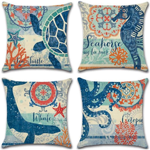 Ulove Love Yourself Lot Accent Throw Pillow Cases 17&quot; Beach Theme Whale Octopus - £16.01 GBP