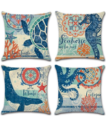 ULOVE LOVE YOURSELF LOT Accent Throw Pillow CASES 17&quot; Beach Theme Whale ... - £15.47 GBP