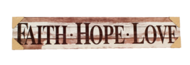 Large Wooden Plaque Faith Hope Love 36 X 7 Inches Word Art - £9.02 GBP