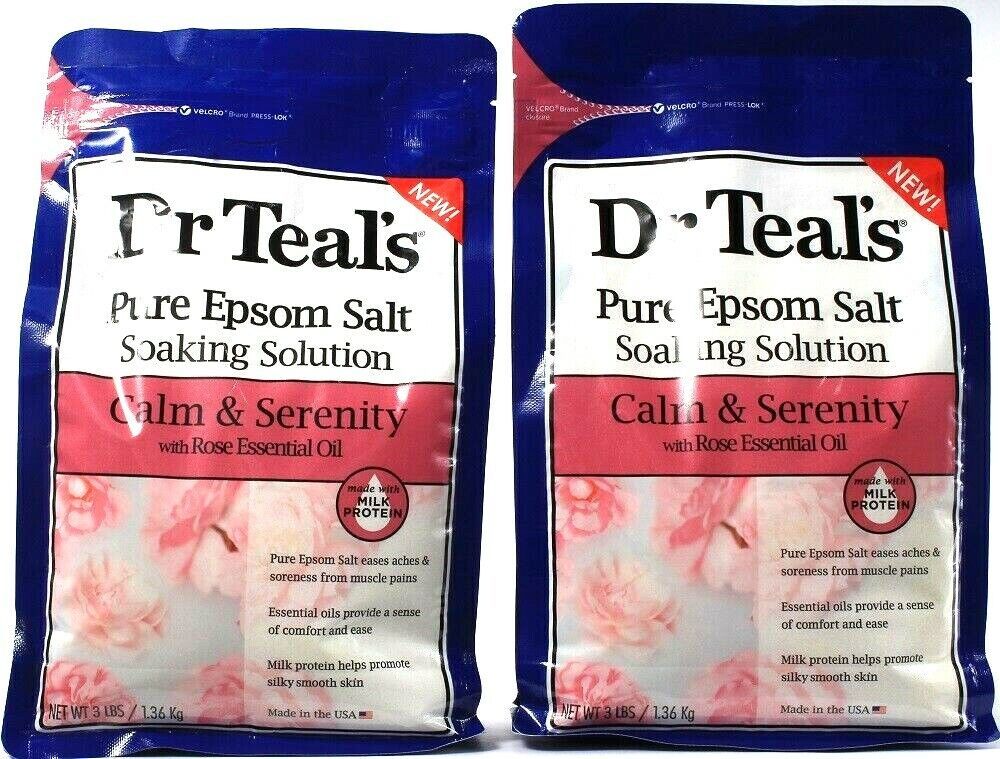 2 Dr Teals Pure Epsom Salt Soaking Solution Rose Essential Oil Calm & Serine 3lb - $34.99