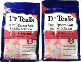 2 Dr Teals Pure Epsom Salt Soaking Solution Rose Essential Oil Calm &amp; Serine 3lb - £27.81 GBP
