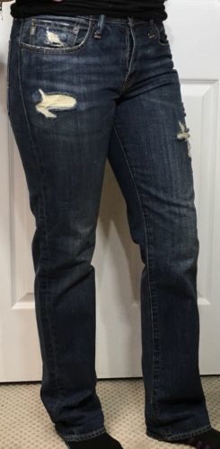 Abercrombie & Fitch Women's Distressed Jeans W31 x L32  Button Fly Mid Rise Dark - $32.00