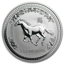 2002 Australia 1 oz Silver Year of the Horse BU (Series I) silver Coin - $94.04