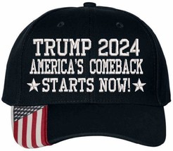 TRUMP 2024 Hat &quot;T2024 America&#39;s comeback starts right NOW TEXT Adjustable Hat - £19.13 GBP