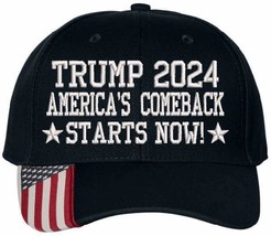 TRUMP 2024 Hat &quot;T2024 America&#39;s comeback starts right NOW TEXT Adjustabl... - £19.01 GBP