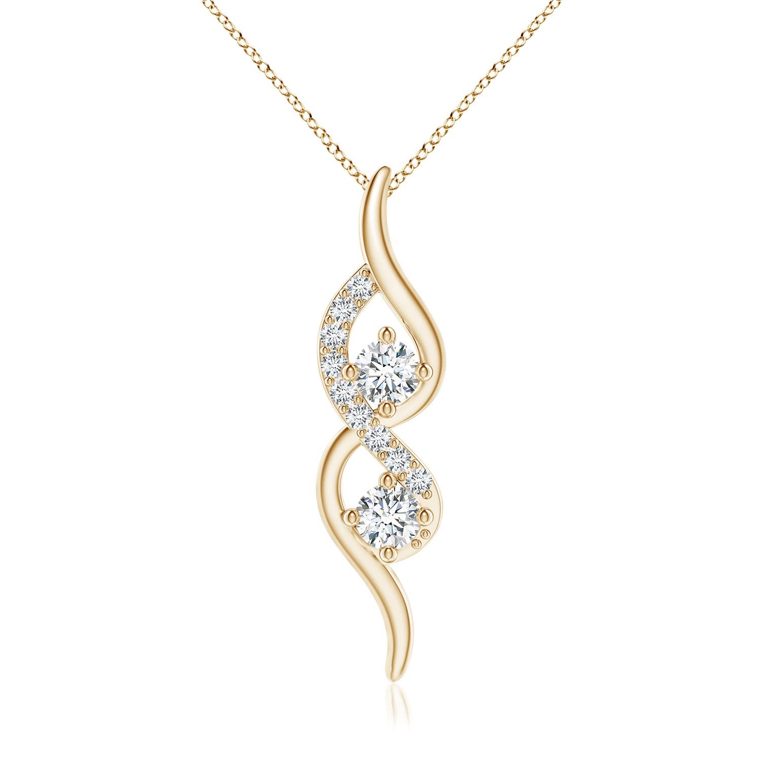 Primary image for ANGARA Lab-Grown 0.34 Ct Two Stone Diamond Swirl Pendant Necklace in 14K Gold