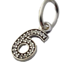 Authentic PANDORA Number Six 6 Dangle Charm, Sterling Silver, 791344CZ New - $32.29