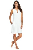 Lands End Women&#39; Cottom Jersey Tunic Dress Cover-up White Embroidery New - £23.76 GBP