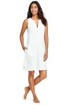 Lands End Women&#39; Cottom Jersey Tunic Dress Cover-up White Embroidery New - £24.12 GBP