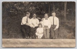 RPPC Four Handsome Men With Darling Girl On Hillside Postcard L23 - £7.04 GBP