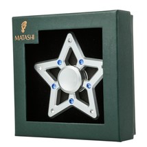 Chrome Plated Silver Star Spinner Christmas Ornament with Matashi Crystals - $24.95
