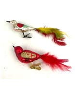 Antique Mercury Blown Glass Clip on Birds with Feather Tails Christmas O... - £56.65 GBP