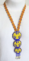 Fabulous Native Woven Glass Beads on Leather Thunderbird Necklace 1970s vintage - £78.85 GBP