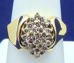 1/4 ct Diamond Cocktail Ring REAL SOLID 10 K Gold 3.5 g Size 6.5 - £392.95 GBP