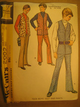 UNCUT Sewing Pattern 1970 McCall&#39;s SIZE 20, Waist 30  PANTS Vest 2689 [Z25] - $3.99