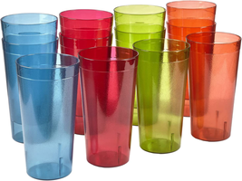 US Acrylic Café Plastic Reusable Tumblers (Set of 12) 32-Ounce Iced-Tea Cups, As - £24.89 GBP