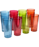 US Acrylic Café Plastic Reusable Tumblers (Set of 12) 32-Ounce Iced-Tea Cups, As - £24.89 GBP