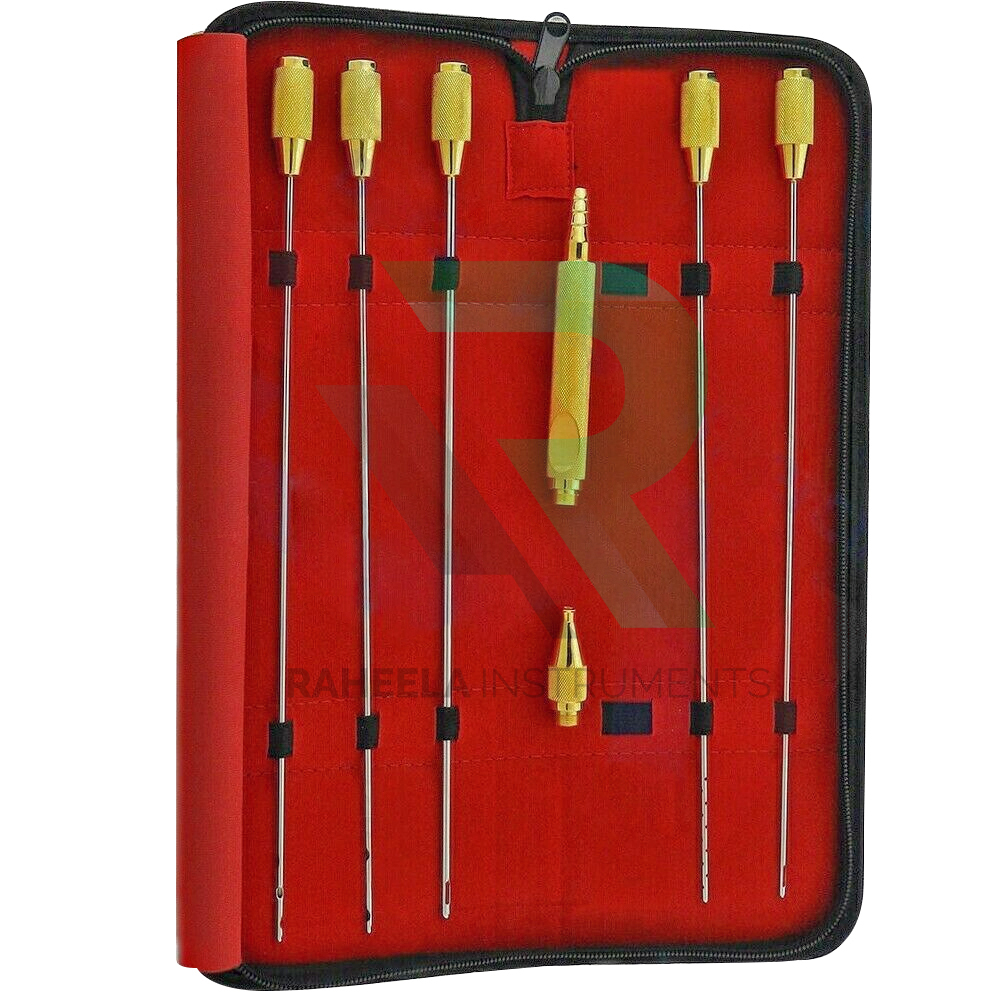 Primary image for Liposuction Cannulas Set of 5 PCs with Handle and Adapter High Quality Kit 