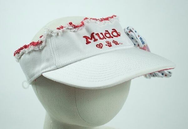 MUDD GIRLS YOUTH NWT WHITE RED PAISLEY VISOR HAT ADJUSTABLE SHOESTRINGS ... - $3.95
