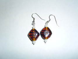 Handmade brown acrylic beaded earrings - $5.00